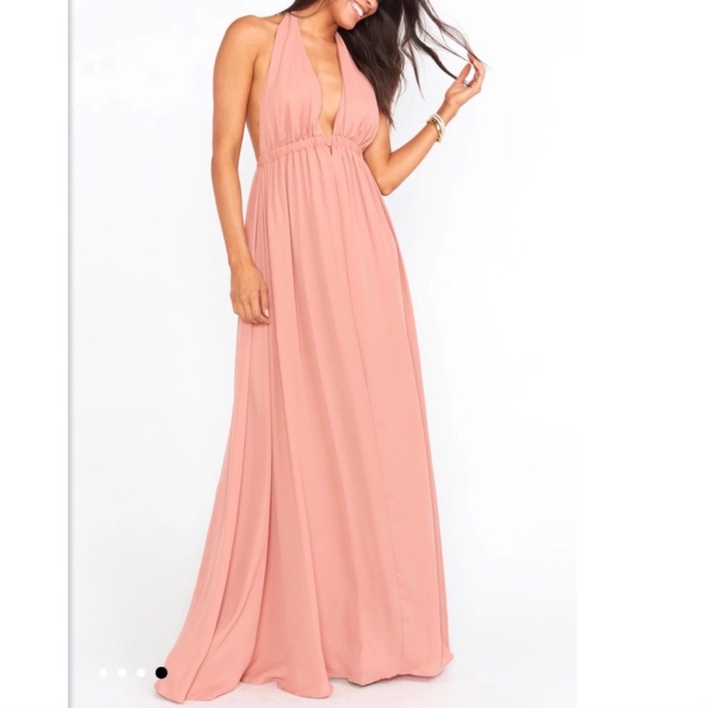 Luna halter dress (rustic mauve crisp)- Show Me Your Mumu, size XS (tie neck)